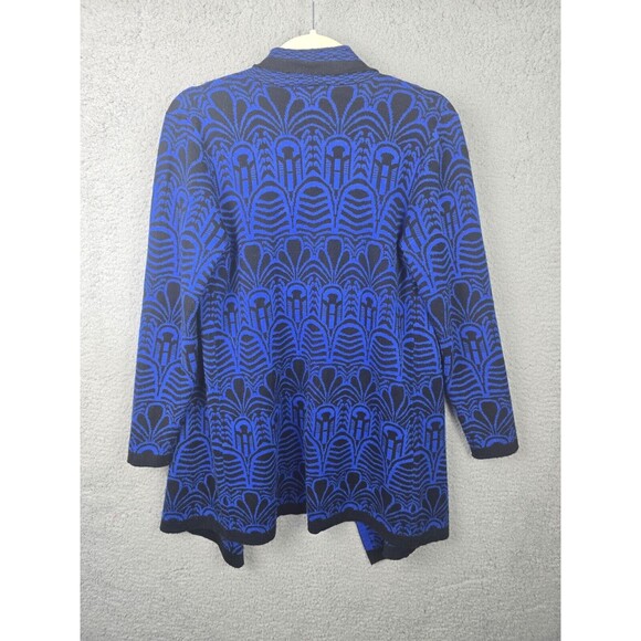 Melissa  Paige Cardigan Sweater Duster Womens PM  Blue Black Long Open Lagenlook - Picture 3 of 13